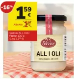 Oferta de Ferrer - Salsa All'Olio por 1,59€ en Consum