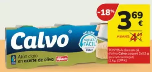 Oferta de Calvo - Atun Claro En Aceite De Oliva por 3,69€ en Consum