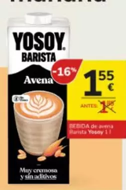 Oferta de YoSoy - Bebida De Avena por 1,55€ en Consum