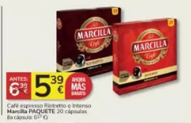 Oferta de Marcilla - Cafe Espresso Ristretto O Intenso por 5,39€ en Consum