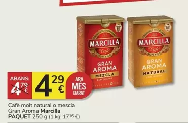 Oferta de Marcilla - Cafe Molt Natural O Mescla Gran Aroma por 4,29€ en Consum