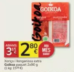 Oferta de Goikoa - Xoriçoi Llonganissa Extra por 2,8€ en Consum