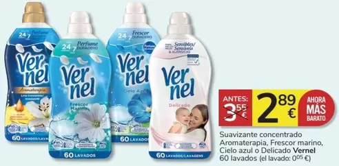 Oferta de Vernel - Suavizante Concentrado Aromategrip, Frescor Marino, Cielo Azul O Dietado por 2,89€ en Consum