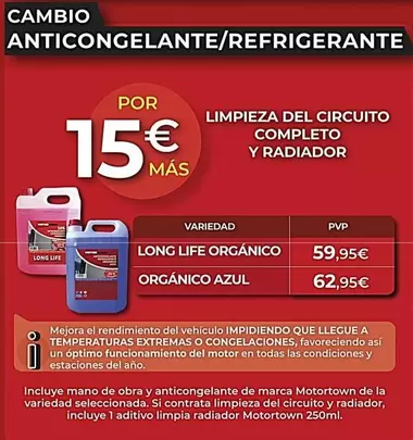 Oferta de Limpieza Del Circuito Completo Y Radiador por 59,95€ en MotorTown