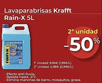 Oferta de Krafft - Lavaparabrisas Rain X por 9,95€ en MotorTown