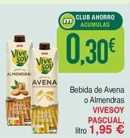 Oferta de ViveSoy - Bebida De Avena O Almendras por 1,95€ en Masymas