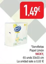 Oferta de Nicky - Servilletas Papel Limon por 1,49€ en Masymas