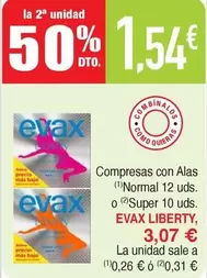 Oferta de Evax - Compresas Con Alas Normal 12 Uds. O Super 10 Uds. por 3,07€ en Masymas