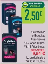 Oferta de DryNites - Calzoncillos O Braguitas Absorbentes por 2,5€ en Masymas