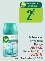 Oferta de Air Wick - Ambientador Freshmatic Nenuco por 5,75€ en Masymas