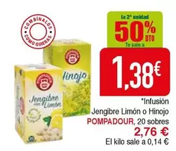 Oferta de Pompadour - Infusion Jengibre Limon O Hinojo por 2,76€ en Masymas