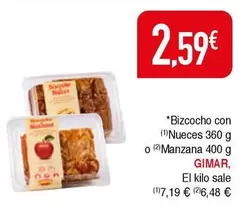 Oferta de Gimar - Bizcocho Con Nueces O Manzana por 2,59€ en Masymas