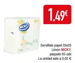 Oferta de Nicky - Servilleta Papel Limón por 1,49€ en Masymas