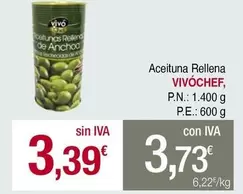 Oferta de Vivo cheff - Aceituna Rellena por 3,39€ en Masymas