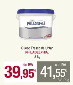 Oferta de Philadelphia - Queso Fresco De Untar por 39,95€ en Masymas