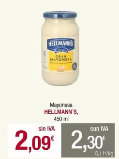 Oferta de Hellmann's - Mayonesa por 2,09€ en Masymas