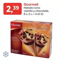 Oferta de Gourmet - Helado Cono Vainilla Y Chocolate por 2,39€ en Suma Supermercados