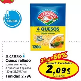 Oferta de El Caserío - Queso Rallado por 2,79€ en Hiper Usera