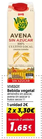 Oferta de ViveSoy - Bebida Vegetal por 3,3€ en Hiper Usera