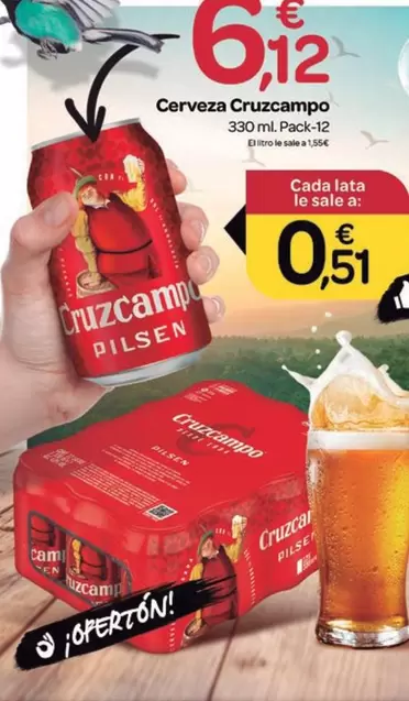 Oferta de Cruzcampo - Cerveza por 6,12€ en Supermercados El Jamón