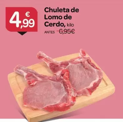 Oferta de Chuleta De Lomo De Cerdo por 4,99€ en Supermercados El Jamón