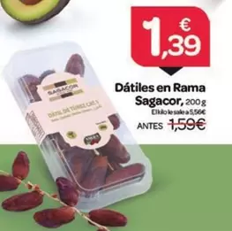 Oferta de Sagacor - Dátiles En Rama por 1,39€ en Supermercados El Jamón