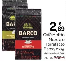 Oferta de Barco - Café Molido Mezcla O Torrefecto por 2,89€ en Supermercados El Jamón