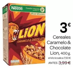 Oferta de Nestlé - Cereales Caramelo & Chocolate Lion por 3€ en Supermercados El Jamón