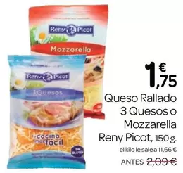 Oferta de Reny Picot - Queso Rallado 3 Quesos O Mozzarella por 1,75€ en Supermercados El Jamón