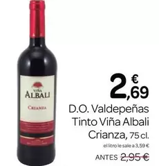 Oferta de Viña Albali - D.O. Valdepeñas Tinto Crianza por 2,69€ en Supermercados El Jamón