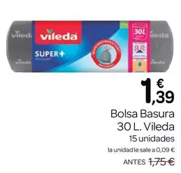 Oferta de Vileda - Bolsa Basura 30 L por 1,39€ en Supermercados El Jamón