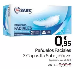 Oferta de Ifa Sabe - Panuelos Faciales 2 Capas por 0,95€ en Supermercados El Jamón