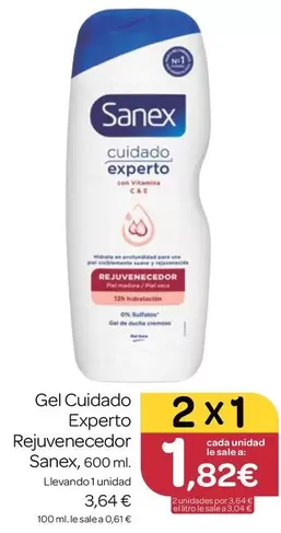 Oferta de Sanex - Gel Cuidado Experto Rejuvencedor por 3,64€ en Supermercados El Jamón