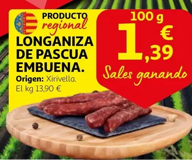 Oferta de Longaniza De Pascua Embuena por 1,39€ en Alcampo