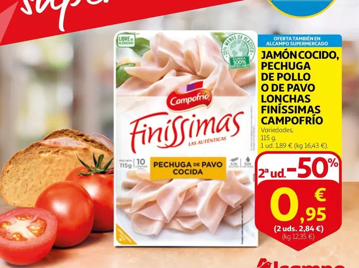 Oferta de Campofrío - Jamón Cocido, Pechuga De Pollo O De Pavo Lonchas Finíssimas  por 1,89€ en Alcampo