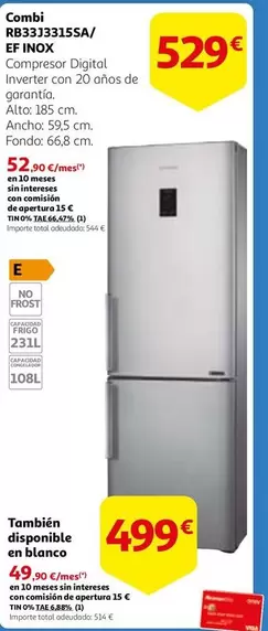 Oferta de Inverter - Combi Rb33j31s5a/ef Inox por 529€ en Alcampo