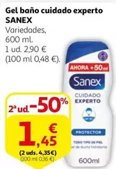 Oferta de Sanex - Gel Baño Cuidado Experto por 2,9€ en Alcampo