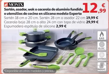 Oferta de Monix - Sartén, Asador, Wok O Cacerola De Aluminio Fundido O Utensilios De Cocina En Silicona Modelo Experta por 12,99€ en Alcampo