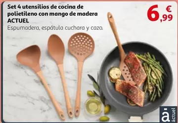 Oferta de Mango - Set 4 Utensilios De Cocina De Polietileno Con Mango De Madera por 6,99€ en Alcampo