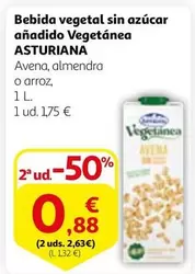 Oferta de La Asturiana - Bebida Vegetal Sin Azucar Anadido Vegetanea por 1,75€ en Alcampo