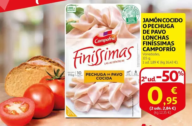 Oferta de Campofrío - Jamon Cocido O Pechuga De Pavo Lonchas Finissimas por 1,89€ en Alcampo