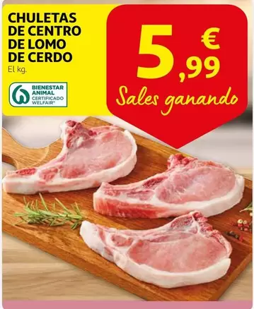 Oferta de Chuletas De Centro De Lomo De Cerdo por 5,99€ en Alcampo