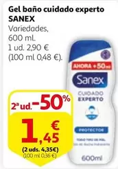 Oferta de Sanex - Gel Bano Cuidado Experto por 2,9€ en Alcampo