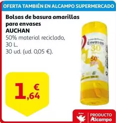 Oferta de Auchan - Bolsas De Basura Amarillas Para Envases por 1,64€ en Alcampo