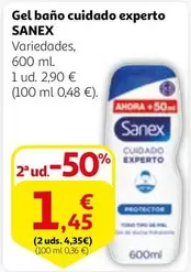 Oferta de Sanex - Gel Bano Cuidado Experto por 2,9€ en Alcampo