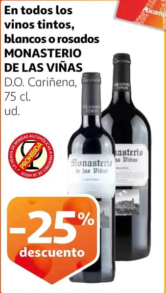 Oferta de Monasterio De Las Viñas - Vinos Tintos, Blancos O Rosados en Alcampo