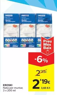 Oferta de Eroski - Nata Per Muntar por 2,19€ en Caprabo