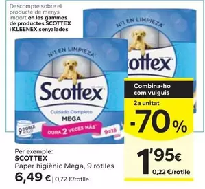 Oferta de Scottex - Paper Higienic Mega por 6,49€ en Caprabo