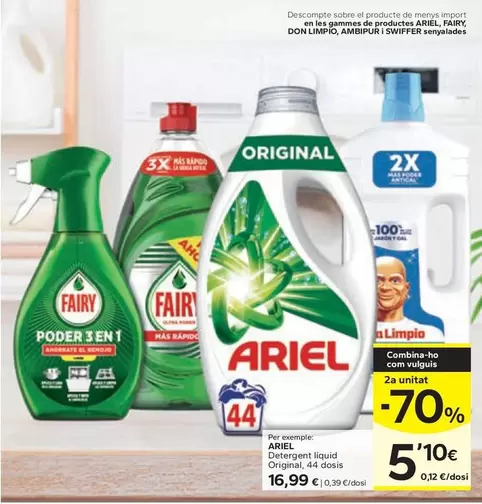 Oferta de Ariel - Detergent Liquid Original  por 16,99€ en Caprabo