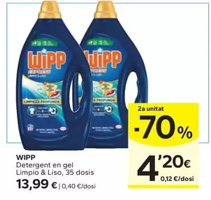 Oferta de Wipp - Detergent En Gel Limpio & Liso por 13,99€ en Caprabo